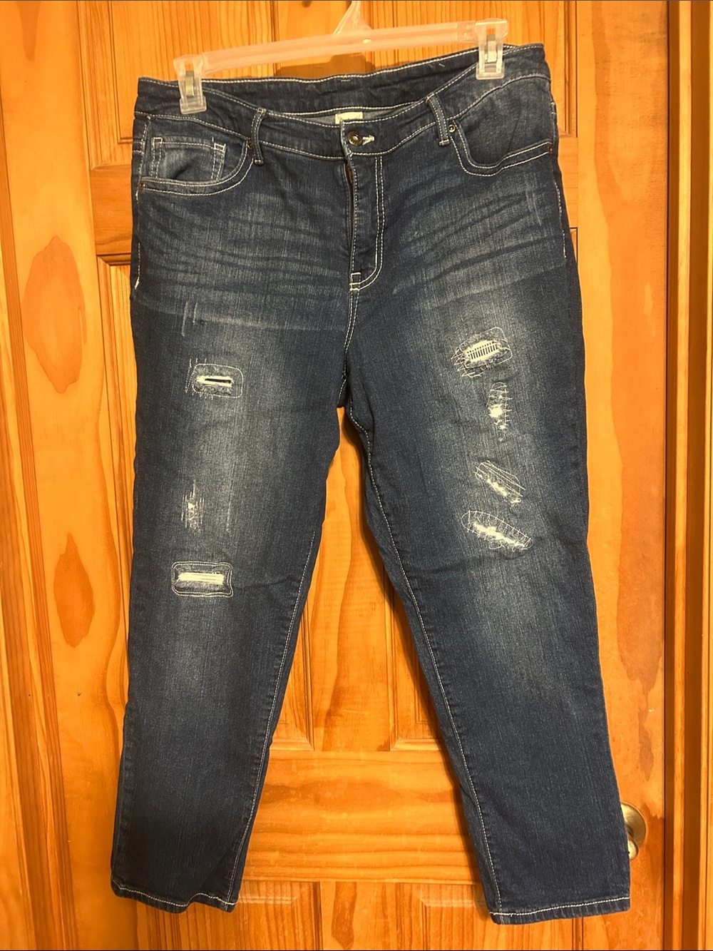 Faded Glory Dark Blue Distressed Boyfriend Jeans